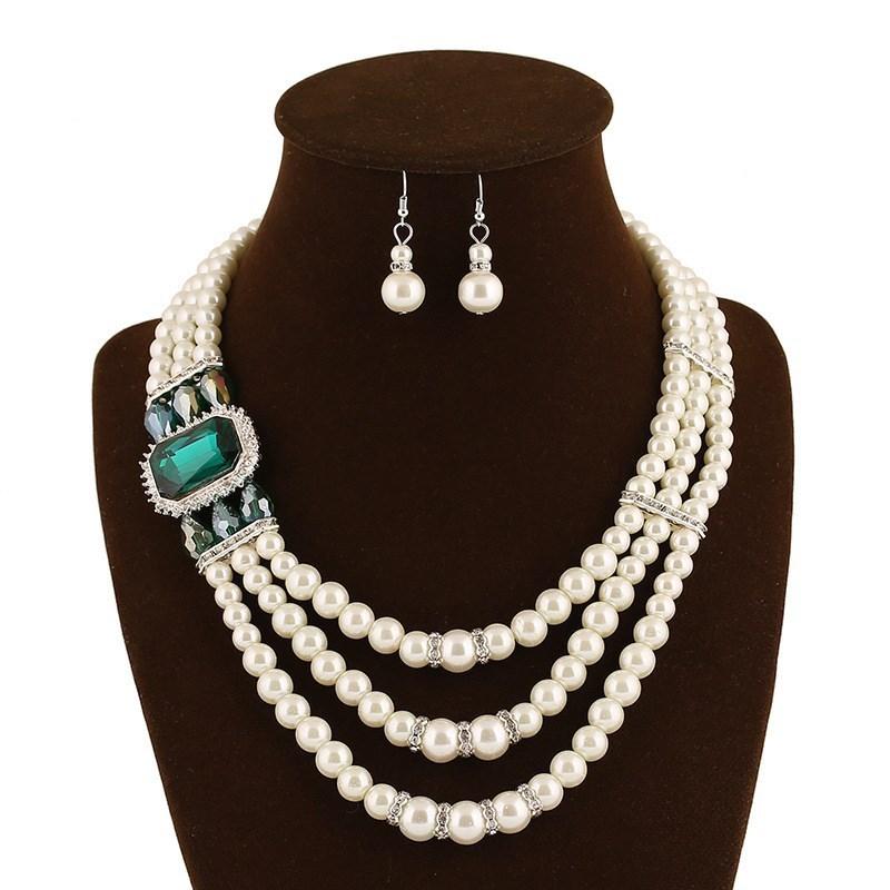 Rhinestone Bridal Accessory Embellished Pearl Necklace For Wedding Decor Dress