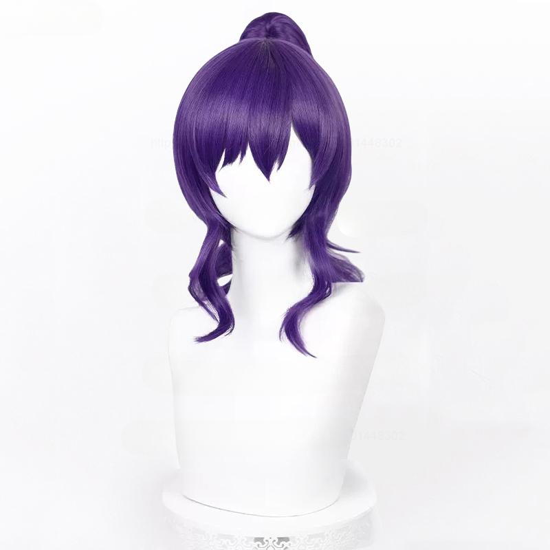 Anime Asahina Mafuyu Cosplay Pruik Lang Donkerpaars Paardenstaart Golvend Asahina Mafuyu Pruik Hittebestendig Synthetisch Haar Pruiken