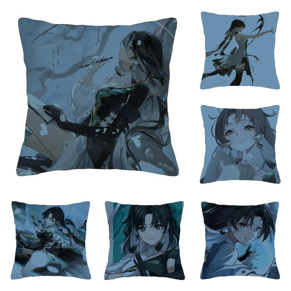 Jianxin Anime Game W-Wuthering Waves Pillow Case Square Pillow Bedroom Sofa Leisure ComfortCar Living Room Home Decoration 40X40