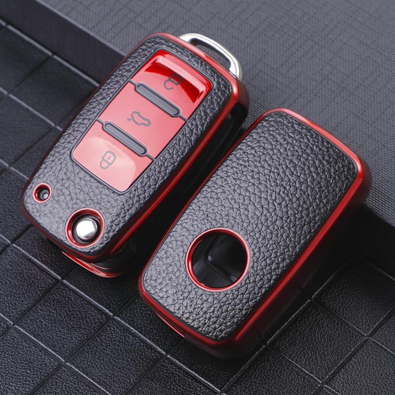 TPU Leather Key Cover for Sagitar, Lamando, Santana, Bora, Skoda