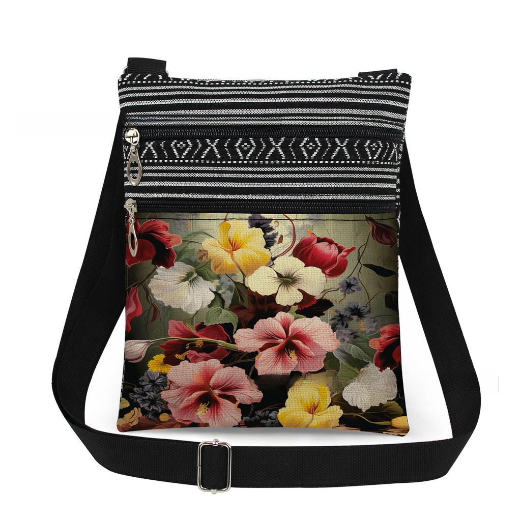 1PC Flower Print Tote Bags Women Shoulder Handbags Postman Package 6909
