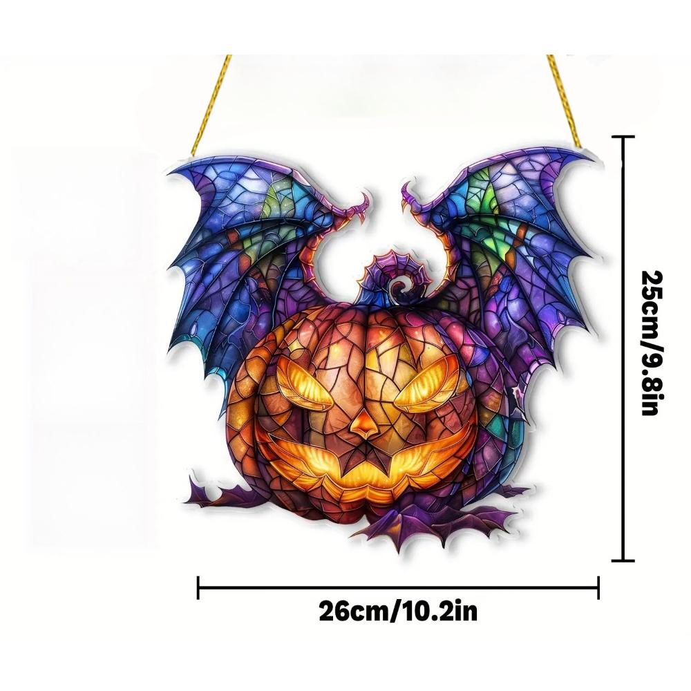 1pc Enchanting Pumpkin with Stained Glass Wings - 25.91cm X 24.89cm Acrylic Fairy Tale Decor, Novelty Home Decor, Perfect Durable for Bedroom