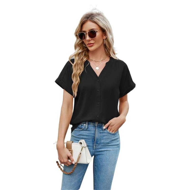 Sommer Neue Damen Kurzarm Shirt T-shirt Eis Seide Zou Bequeme V-ausschnitt Strickjacke Top S-2XL