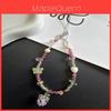 Pvc Pink Heart Bear Crystal Phone Strap With Butterfly Heart Pendant For Girls