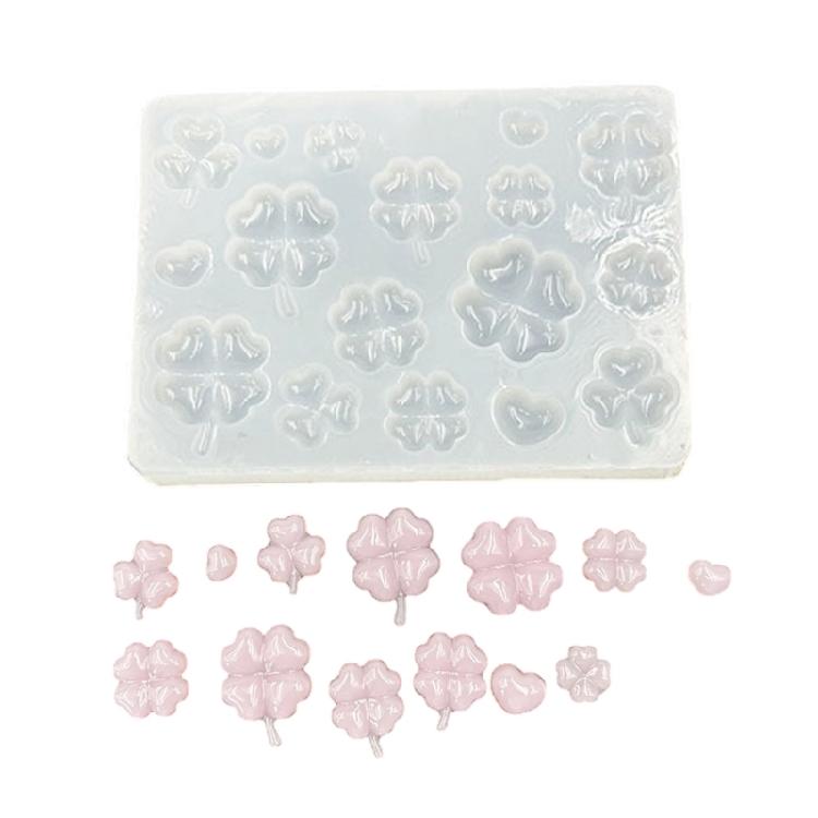 Food Grade Silicone 4-Leaf Grass Silicone Pendant Mold For Epoxy Resin Crafts Hair Pins Decorations Quick Cleaning