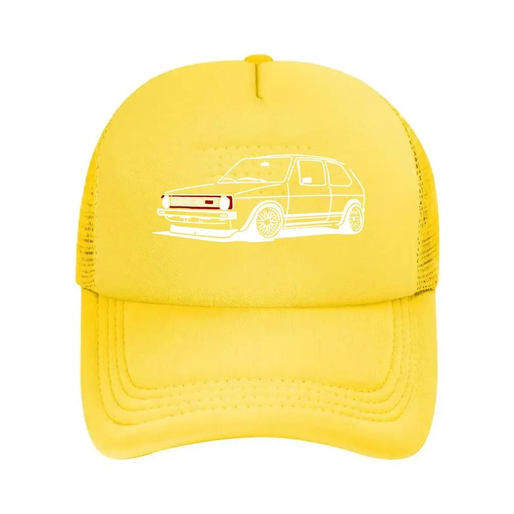Car Outline Minimalist, Automotive - Themed Graphic Design Mesh Baseball Cap