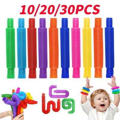 Bunte teleskopische Pop-Röhren Stressabbau Fidget Spielzeug Flexibler Kunststoff Sensorische Dehnungsröhren Kinder Erwachsene Dekompression Geschenk