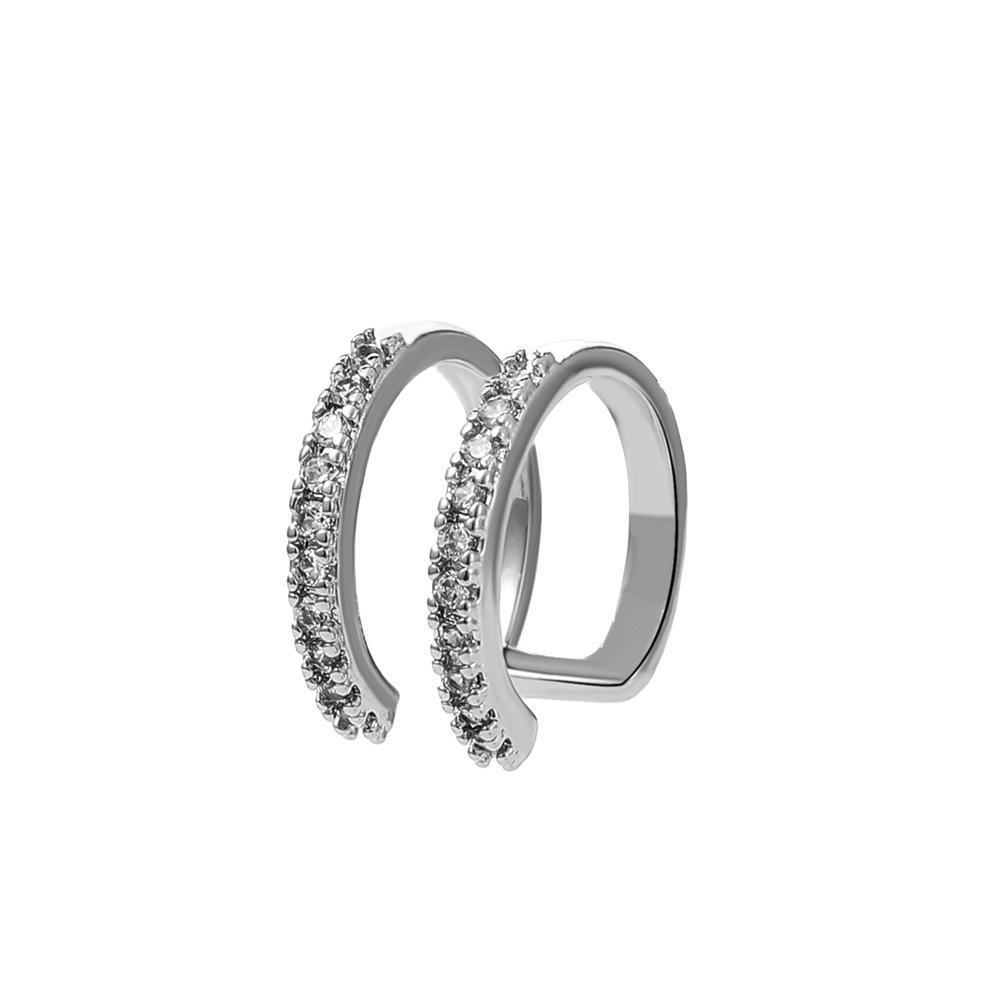 Agrafe geometrice pentru urechi, cu două straturi, cu diamante, fără piercing pentru urechi, ecologice