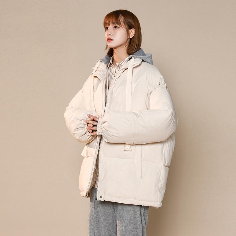 New Korean Style Hooded Down-padded Jacket for Women In Winter, Loose Solid-color Cotton-padded Jacket for Small Students, Thickened Jacket
