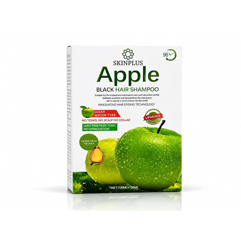 SKINPLUS Apfel HAIR Shampoo Geeignet für den Heimgebrauch – (100 × 2ml) Kein Handtuch, keine Kopfhaut(Flasche)