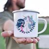 Mädchen und Einhorn Emaille Tasse Trinkgeschirr Tassen Kaffeetassen Touristen Tasse Kawaii Ungewöhnliche Teetasse Personalisierte Geschenk Tasse Bier Reise