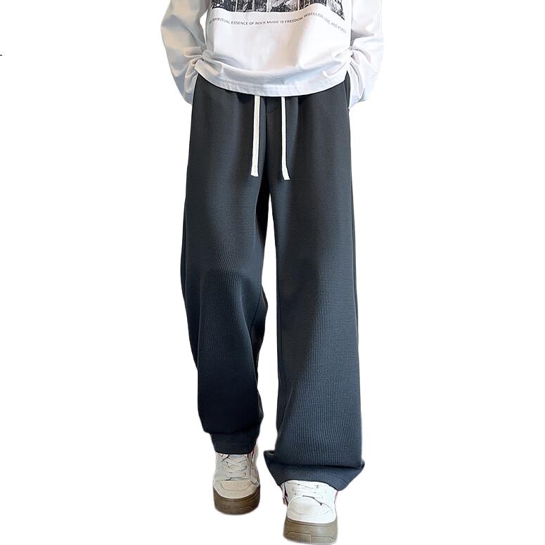 TANGSHI 2025 Autumn Winter Men's Knitted Side Label Loose Straight Casual Pants