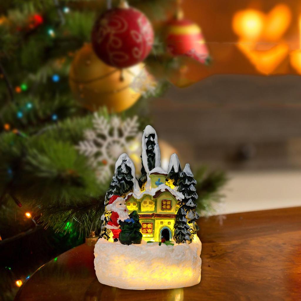 Christmas Figurine Gift Village House Statue for Housewarming Desktop Indoor