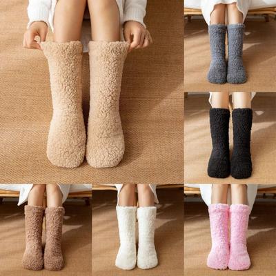 Anti Slip Thick Thermal Socks Fluffy Fleece Sock Women Kawaii Thickened Floor Socks  Home