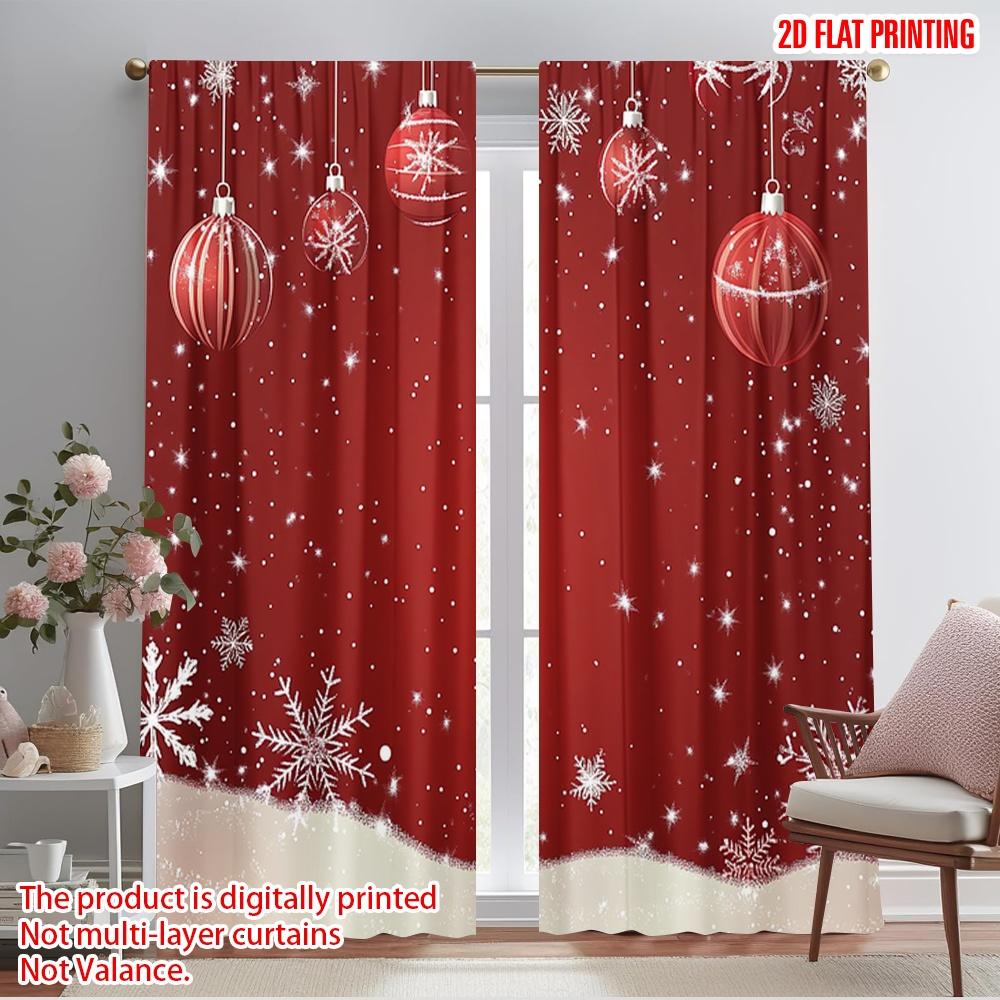 

2 шт., 2D плоская печать Популярные шторные панели Рождественские украшения Снежинки Праздничный (2) Универсальный Прочный Полиэстер 52.50×116.00 CM 2pcs