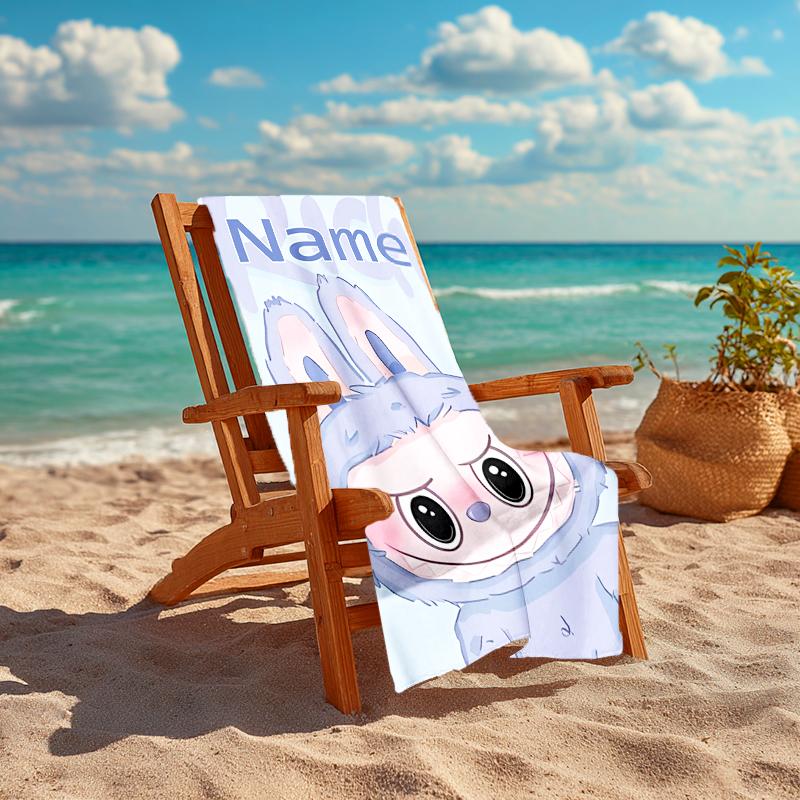 Personalized customized proof beach towel with Lububu pattern - soft, absorbent,quick-drying,perfect swimming,camping&bathing
