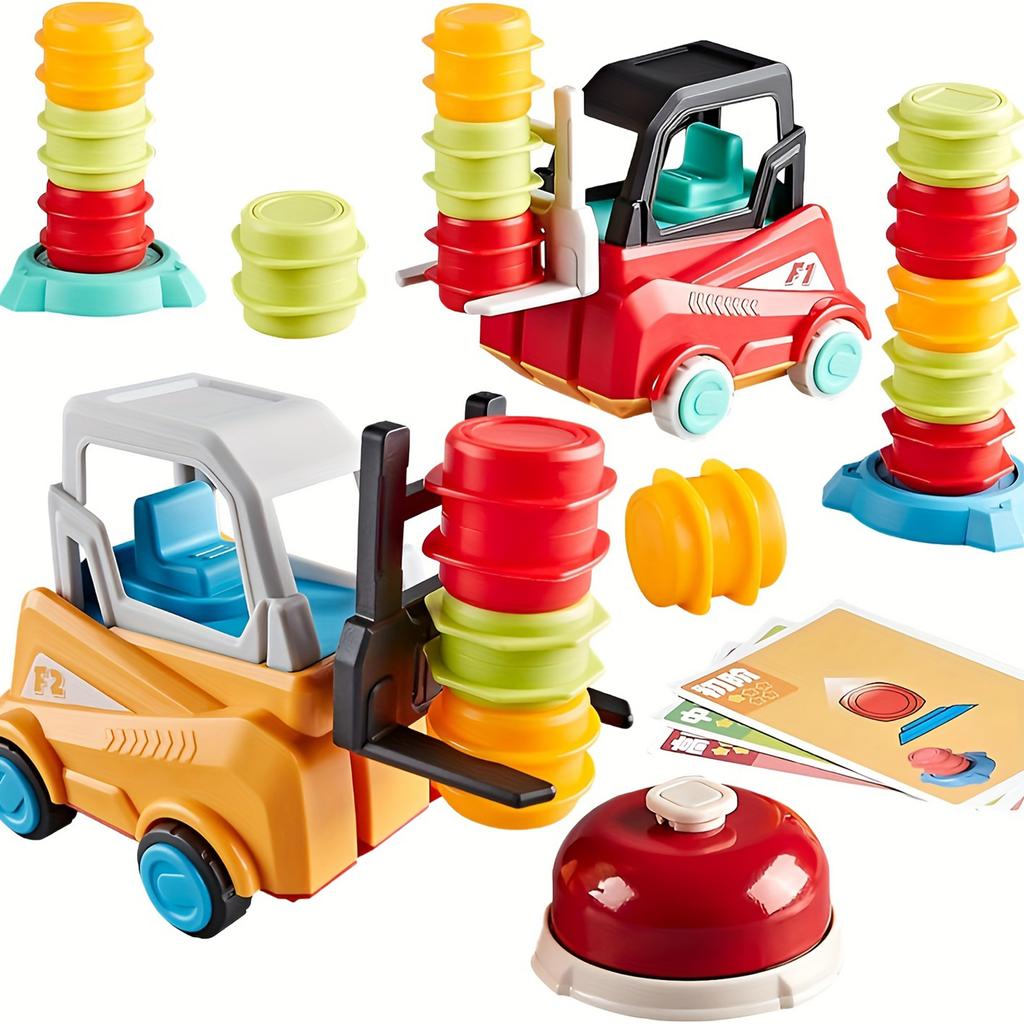 Material Engineeer Forklift Transport Game Brain-Boosting Construction Toy With Truck, Stacking   Matching Skills