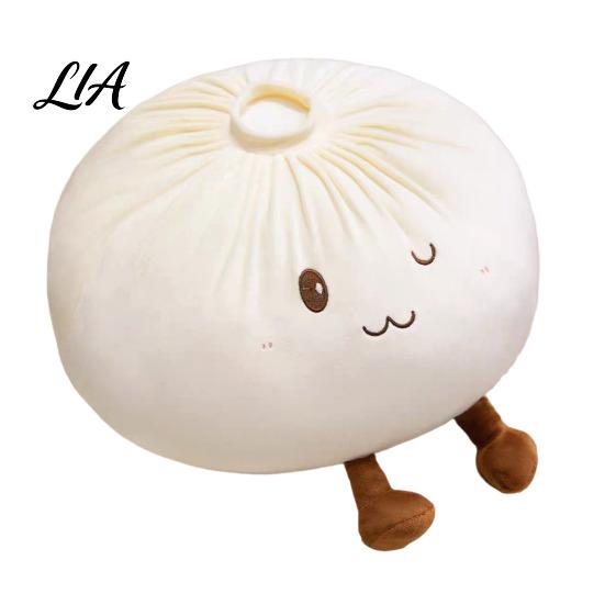 Plush Dumpling Pillow Cute Throw Pillow, Soft Stuffed Food Toy for Kids Adults, Unique Gift Birthdays Decorative Cartoon Bun Cushion Bedroom