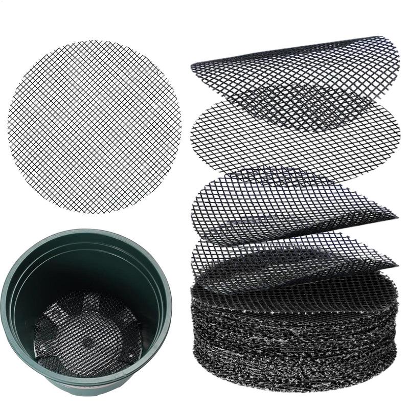 50pcs Pot Hole Mesh Pad Grid Round Drainage Hole Screen For Pot Bottom Prevent Soil Loss Bonsai Flower Plant Gardening Tools