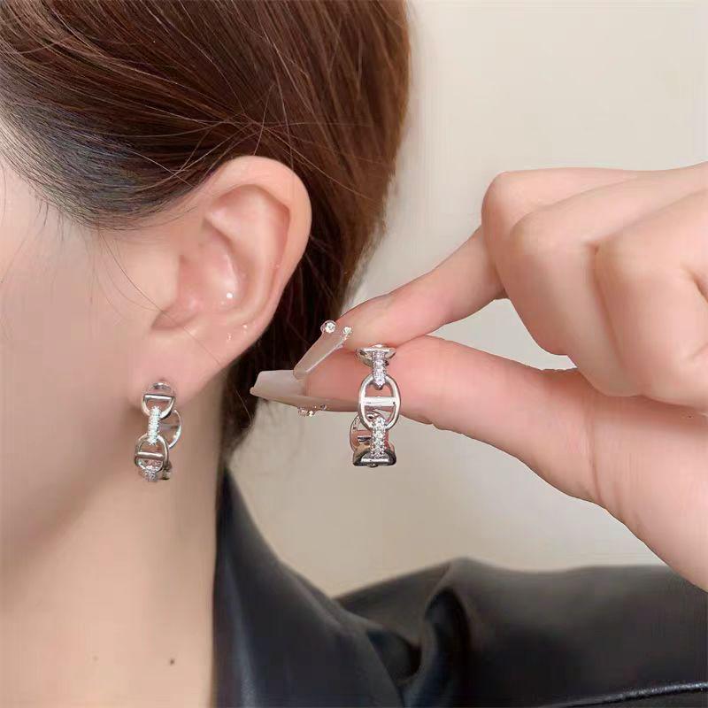 Koreanischer Stil Vergoldete Schweinenasen-Ohrringe Luxus