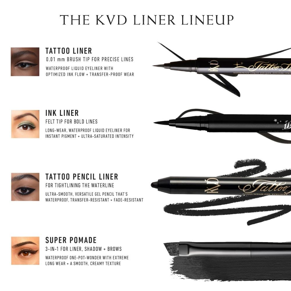 Kvd Beauty Tattoo Liner Vegan Waterproof Liquid eyeLiner 0.019 Oz   55 Ml Trooper Black Satin Black