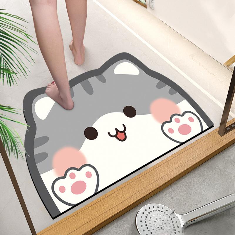 Soft Diatom Mud Toilet Toilet Door Panda Floor Mat Bathroom Moisture-wicking Slip-resistant Foot Mat Entry Door Mat Cartoon