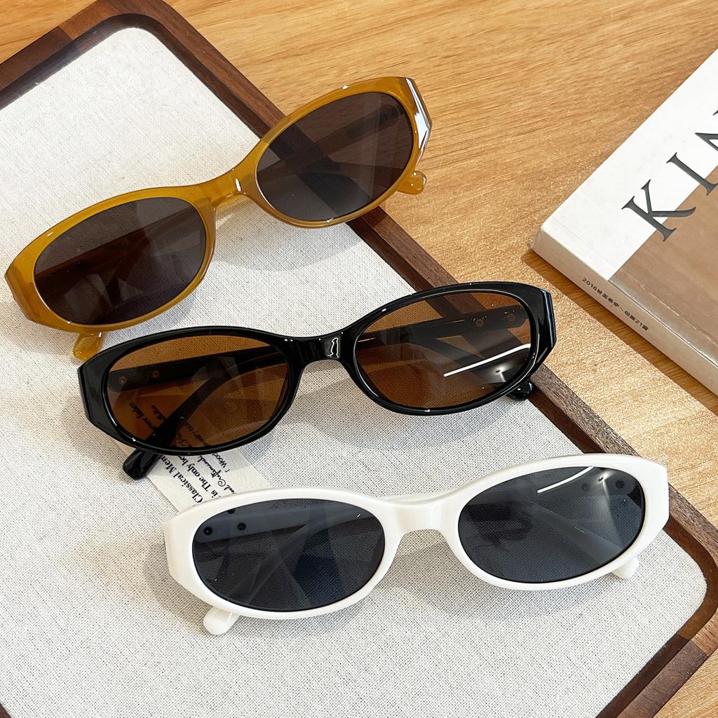Summer white sunglasses women's premium sense UV protection sunshade oval new Spice Girl sunglasses