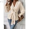 Camicie e Bluse Casual alla Moda da Donna JPNTKY con Scollo a V e Maniche Lunghe