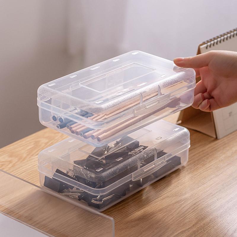 Transparent Pencil Box Hard Plastic Pencil Case Crayon Pen Box Sketch Pencil Case Stacking Office Supplies Organizer Box