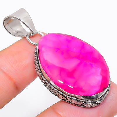Natural Pink Solar Quartz Gemstone 925 Sterling Silver Pendant 1.89" T1P18