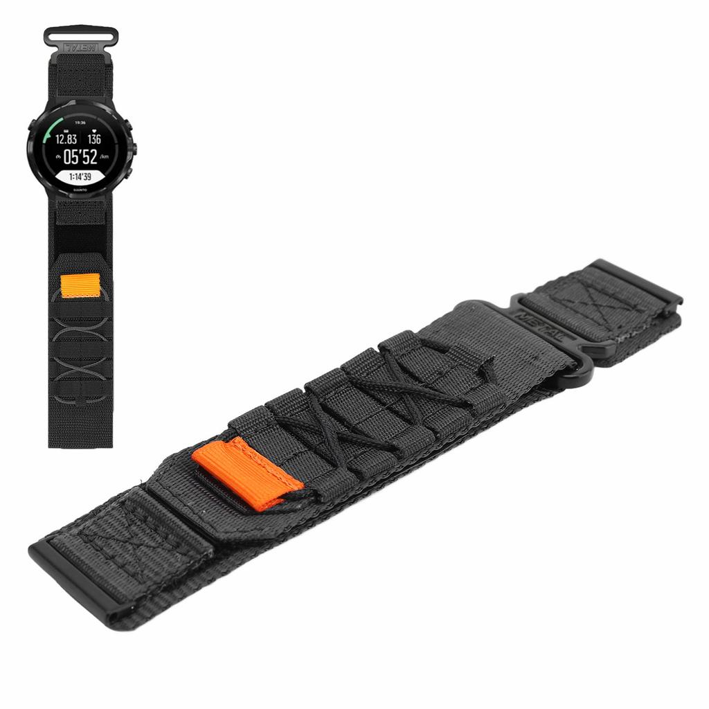 24mm Nylon Watch Strap Smart Watch Band Replacement Sport Watch Wristband for 9 Baro/ 9/7/D5i Black