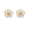 Cute Sweet Double Layer Shell Flower Stud Earrings for Women Exquisite Fashion Korea Earring Piercing Jewelry Friendship Gift