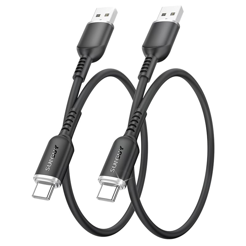 

SUNGUY USB Type C cable 0.3M tangle free cable Adopts silicone material [Set of 2] 18W fast charging USB-A to USB-C short 30cm USB2.0 data transfer