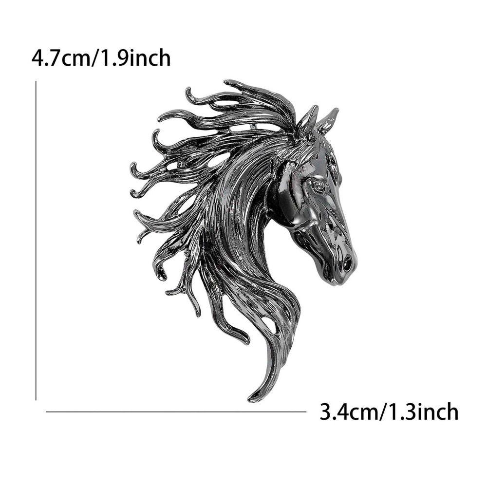 Luxury Horse Head Brooches Glossy Metal Badge Pin Classic Zodiac Animal Pins  New Year Gifts