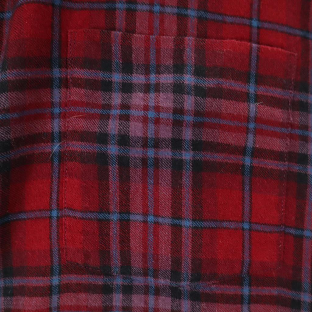70s Vintage Wool Blend Check Pattern Long sleeve Wool shirt XL Red Men's Used