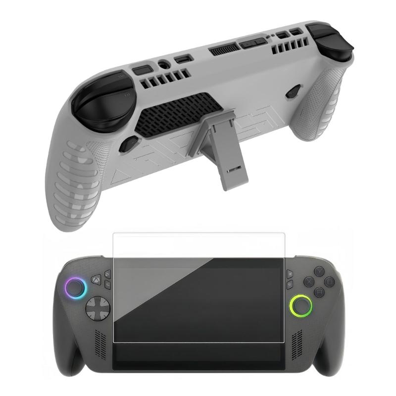 Flexible Silicone Case And Protective Tempered Glass Film For Gaming Consoles Accessories Full Body Protector белый