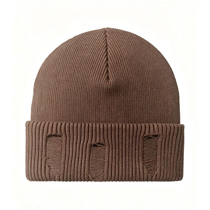 Korean-style Internet-celebrity Chic Ripped Vintage Jacquard Knit Beaniefashionable Versatile and Warm for Fall and Winter