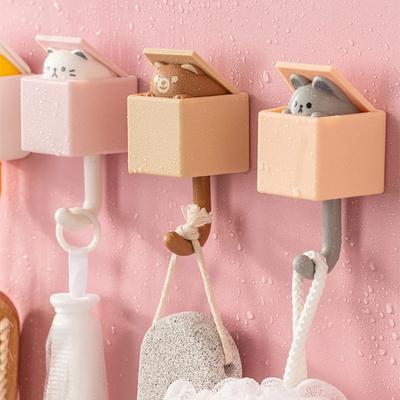 Hook Cartoon Cute Cat Powerful Traceless Creative Hook Hook Ins Wind High Value Bedroom Telescopic Hook