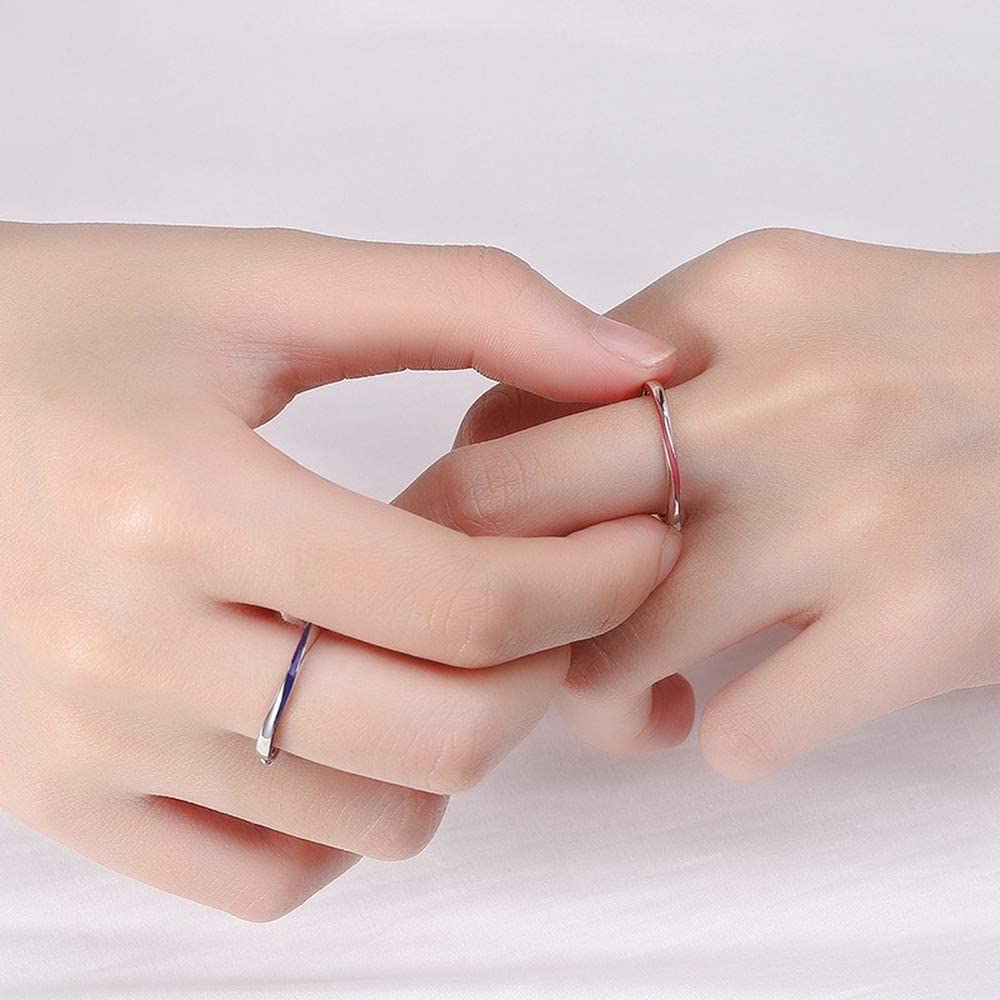Og gratis 925 sølvfarge par giftering gratis størrelse motetilbehør [Rockyu] ring, herre damestørrelse, ring, stilig, slank, mobilus,
