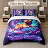 Pug Theme Custom Text Or Name 3Pcs Bedding Set 1 Flat Sheet & 2 Pillowcases Personalized Home Bedding