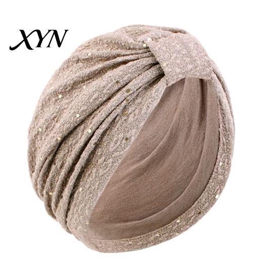 All-day Comfort Turban Hat for Women, Sequined Crepe Fabric Headwrap, Ethnic Non-strangling Headwear Style Knotted Front Headwrap All Face Shapes