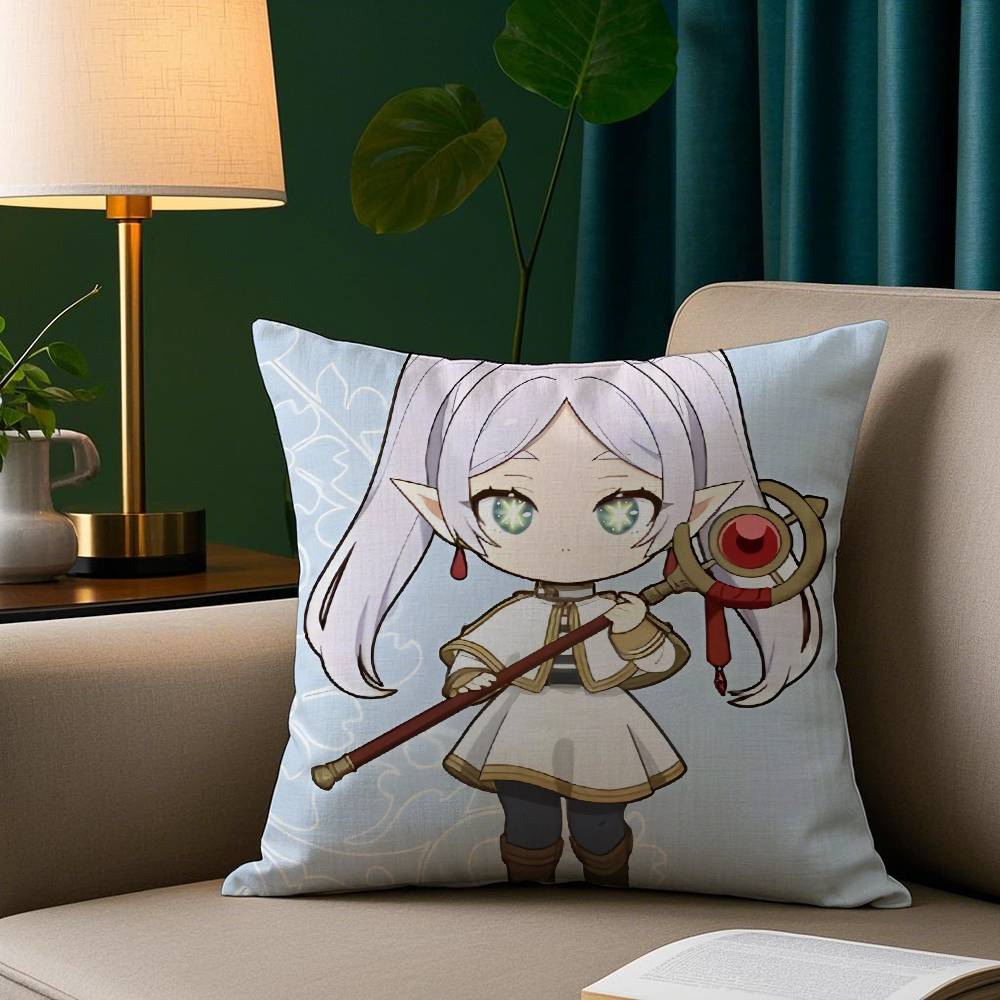 Cute Anime F-Frieren Pillow Case Plush Fabric Soft Pillowcase Double Sided Print Sofa Cushion Cover Throw