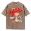 Oversized Women Washed T-Shirts The Manhattan Cherry Cocktail Printed Tee Shirts Distressed Crewneck Cotton Tees Clothes