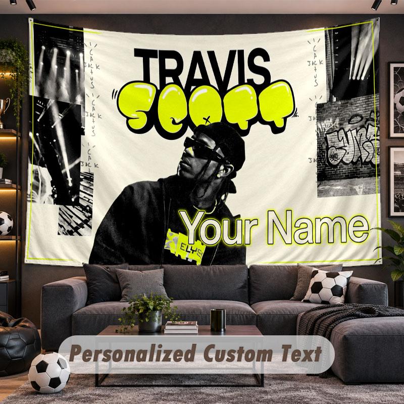 Wall Hanging Tapestry Custom NameTravis Scott Pattern Personalized Printed Fabric Wall Decor