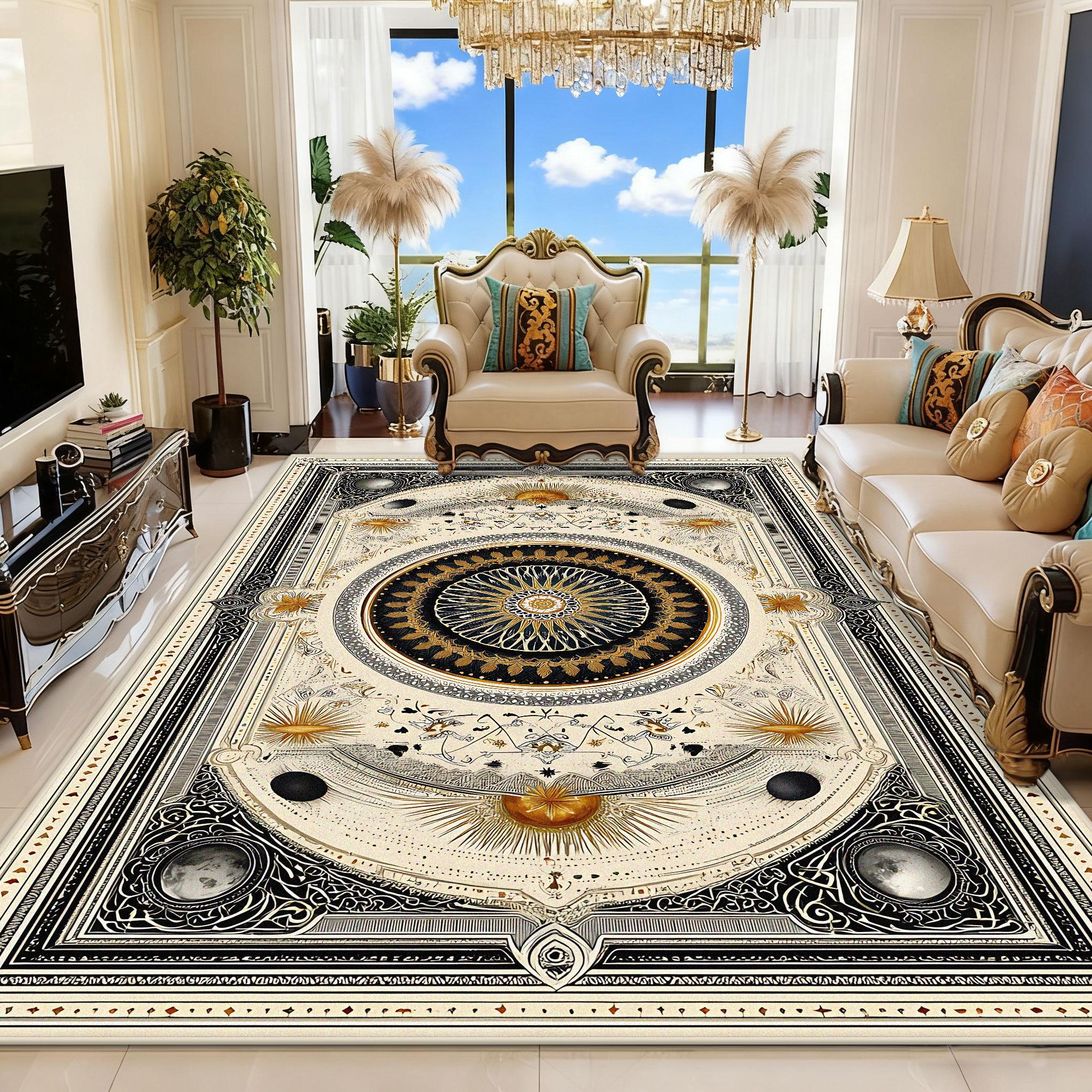 

Luxurious Large Area Rug American Style Decoration Living Room Non-slip Floor Mat Bedroom Cloakroom Hotel Lobby Carpet Washable 60x90cm