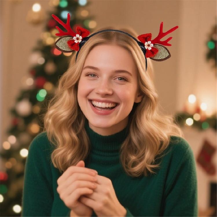 Light Weight Reindeers Antlers Headbands Plastic Hair Decoration For Christmas Parties Costume Accessories