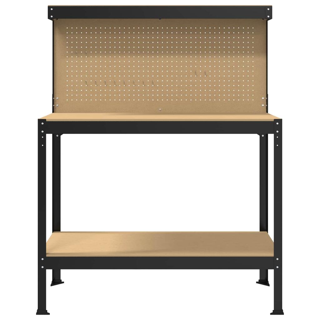 vidaXL Werkbank Schwarz 114 x 54 x 145 cm Sperrholz und Metall