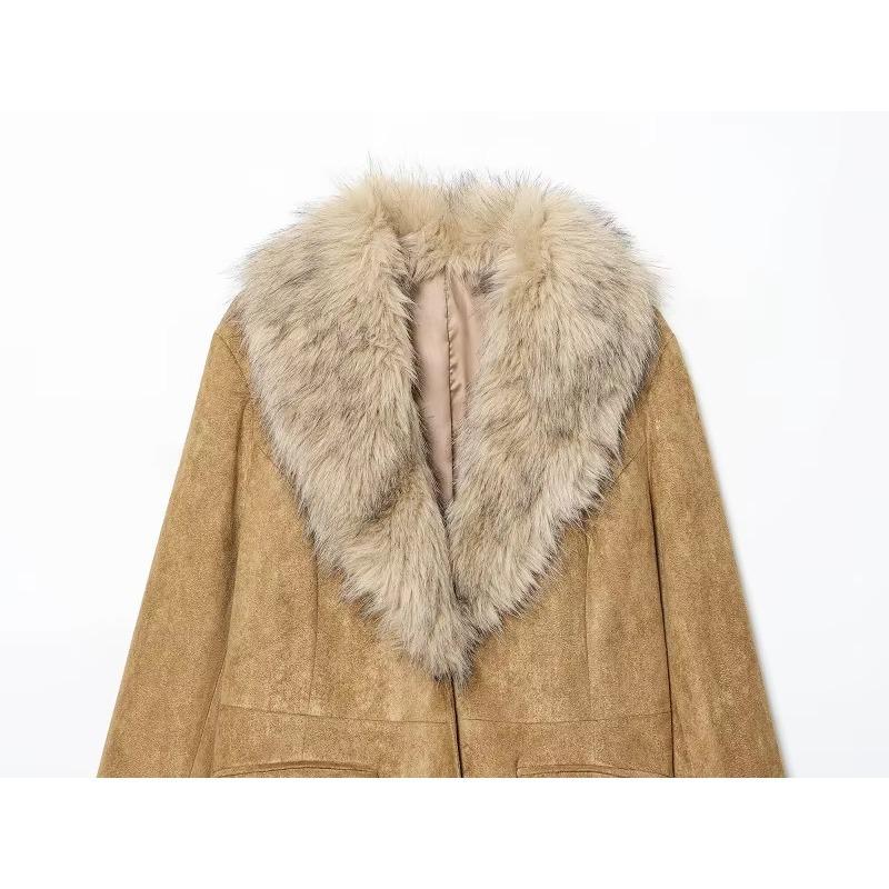 Faux Fur Suede Blazers Women Faux Leather Women's Tailoring Blazers Winter Blazer Fitted Coats Jacket