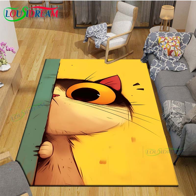 Alfombras Impresas con Gatos Pintura Exquisita Moda 3D Alfombra de Área Antideslizante para Sala de Estar Alfombrillas para Habitación de Niños Esterilla de Yoga Alfombra Grande Decoración