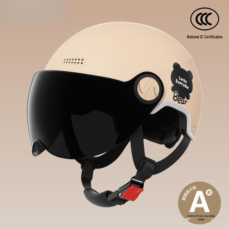 

3C Certified Unisex Electric Motorcycle Half Helmet, Sun Protection, All-Season, National Standard Safety Helmet One Size